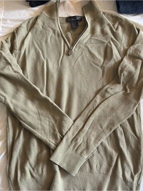 Bloomingdale's Olive Quarter-Zip Knit Pullover